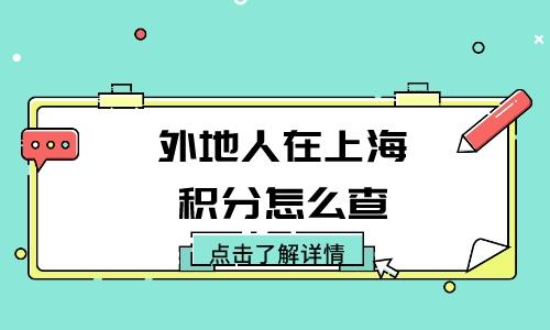 外地人在上海积分怎么查