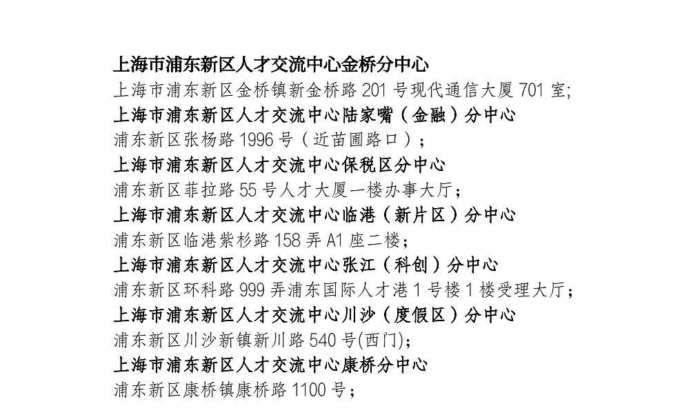 上海各区落户人才受理地点